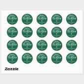 Groen Wit Goud Vrolijk Kerstfeest Ronde Sticker (Vel)