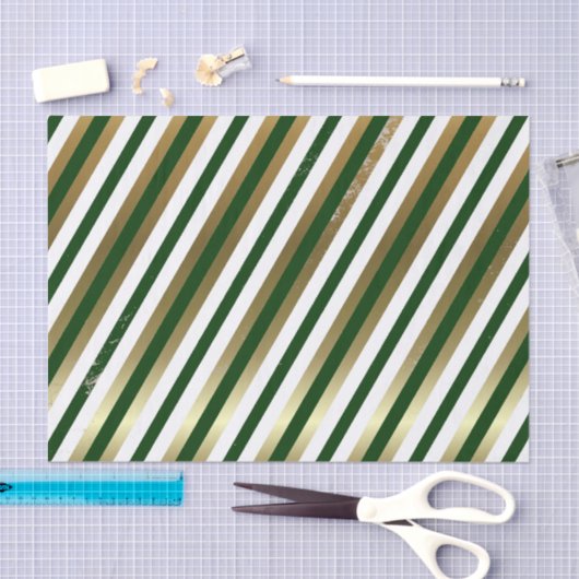 Groen, wit, gouden diagonaal papier met streep (Craft)