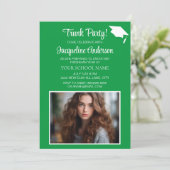 Groen Wit Graduatie Cap Trunk Party Foto I Kaart (Staand voorkant)