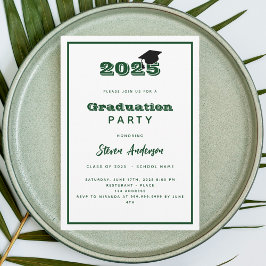 Groen wit Graduation Party 2025 Kaart
