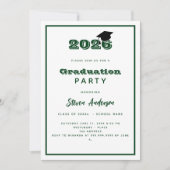 Groen wit Graduation Party 2025 Kaart (Voorkant)