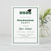 Groen wit Graduation Party 2025 Kaart (Staand voorkant)