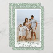 Groen & Wit Grandmillenial Custom Photo Feestdagenkaart (Voorkant / Achterkant)