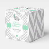 Groen, wit grijs Baby shower Bedankdoosjes (Voorkant Zijde)