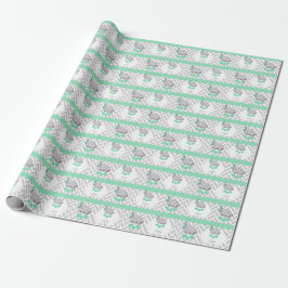 Groen, wit grijs Baby shower Cadeaupapier