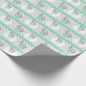 Groen, wit grijs Baby shower Cadeaupapier (Hoek)