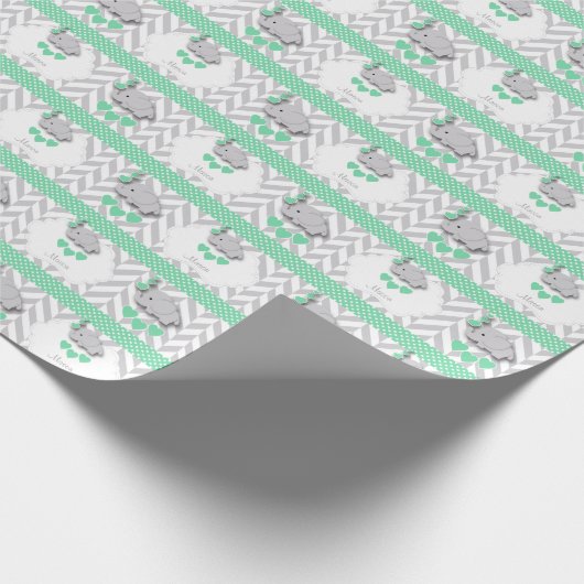 Groen, wit grijs Baby shower Cadeaupapier (Hoek)