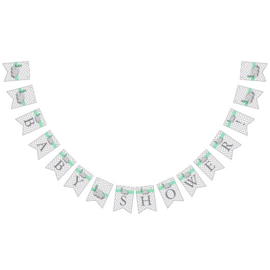 Groen, wit grijs Baby shower Vlaggetjes (Alle)