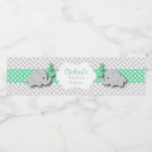 Groen, wit grijs Baby shower Waterfles Etiket (Enkel label)