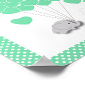 Groen, wit grijs olifant Baby shower - Gast Poster (Hoek)