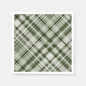 Groen-wit grijsgarige jade tartan plaid servetten (Voorkant)