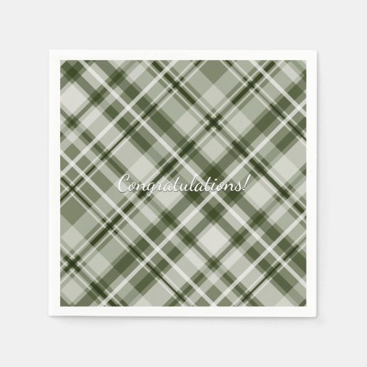 Groen-wit grijsgarige jade tartan plaid servetten (Voorkant)