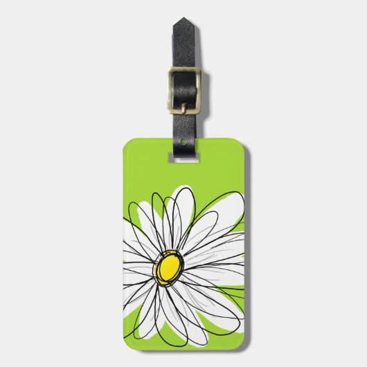 Groen-wit grillige Daisy met aangepaste tekst Bagagelabel (Voorkant verticaal)