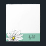 Groen-wit grillige Daisy met aangepaste tekst Notitieblok<br><div class="desc">Een zand en griezelig stuk van hipster. Je kunt een naam,  een monogram of een andere aangepaste tekst toevoegen. Als u de kunst rond moet bewegen,  klik op de aanpassingsknoop om veranderingen aan te brengen.</div>