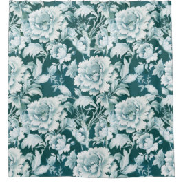 Groen wit/groen herhalingspatroon roos douchegordijn