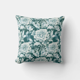 Groen wit/groen herhalingspatroon roos kussen