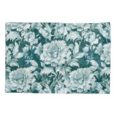 Groen wit/groen herhalingspatroon roos kussensloop (Achterkant)