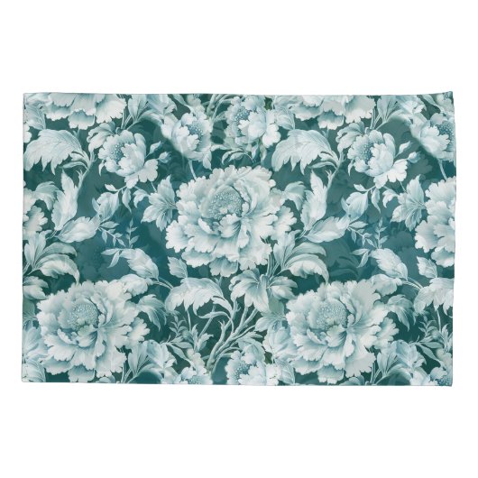 Groen wit/groen herhalingspatroon roos kussensloop (Achterkant)