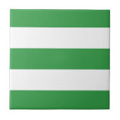 Groen Wit Groot Horizontaal Streeppatroon Tegeltje (Voorkant)