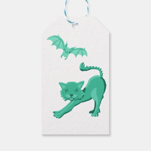 Groen & wit Halloween verjaardagsfeestje bedankt Cadeaulabel (Achterkant)