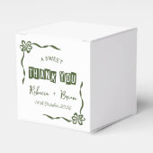Groen & Wit Hand Getrokken Bow Schets Trouwen Bedankdoosjes (Voorkant Zijde)