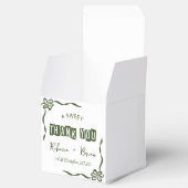 Groen & Wit Hand Getrokken Bow Schets Trouwen Bedankdoosjes (Geopend)