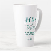 Groen Wit Handsome Quote Script Mannen Latte Mok (Rechterhoek)