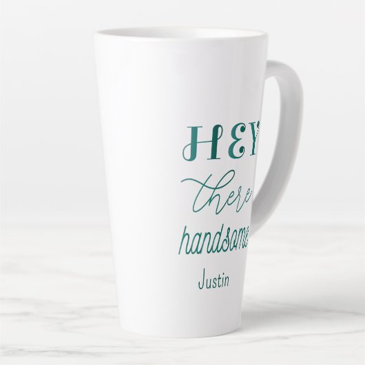 Groen Wit Handsome Quote Script Mannen Latte Mok (Rechterhoek)