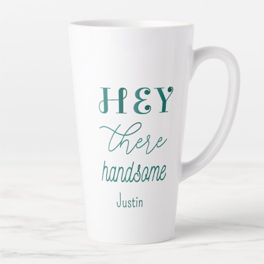 Groen Wit Handsome Quote Script Mannen Latte Mok (Rechts)