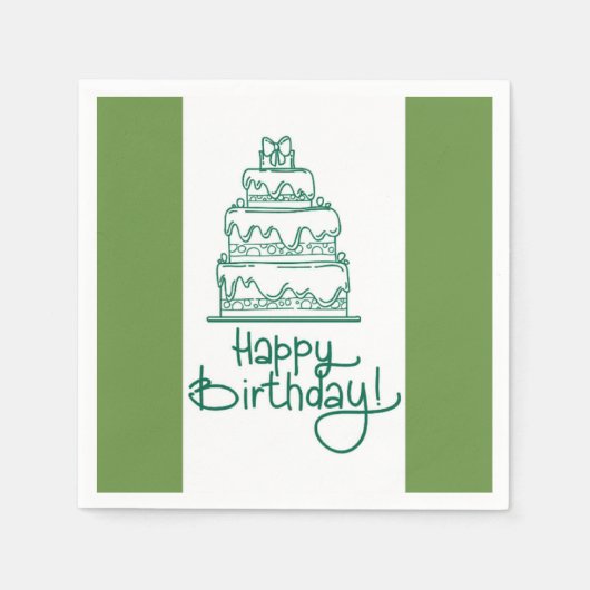 Groen-wit Happy Birthday Design Servet (Voorkant)