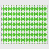 Groen Wit Harlequin Diamonds Checkers Design Cadeaupapier (Vlak)