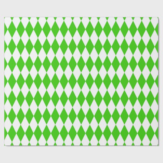 Groen Wit Harlequin Diamonds Checkers Design Cadeaupapier (Vlak)