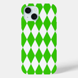 Groen Wit Harlequin Diamonds Checkers Design iPhone 15 Case