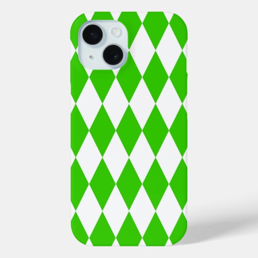 Groen Wit Harlequin Diamonds Checkers Design Case-Mate iPhone Case (Achterkant)