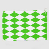 Groen Wit Harlequin Diamonds Checkers Design Golfhanddoek (Horizontaal)