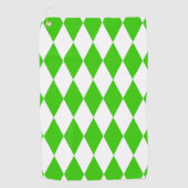Groen Wit Harlequin Diamonds Checkers Design Golfhanddoek (Voorkant)