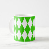 Groen Wit Harlequin Diamonds Checkers Design Koffiemok (Voorkant links)