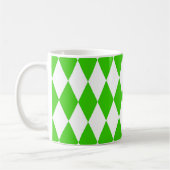 Groen Wit Harlequin Diamonds Checkers Design Koffiemok (Links)