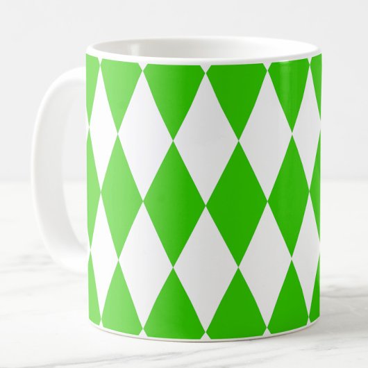Groen Wit Harlequin Diamonds Checkers Design Koffiemok