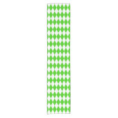 Groen Wit Harlequin Diamonds Checkers Design Korte Tafelloper (Voorkant)