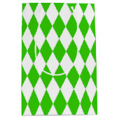 Groen Wit Harlequin Diamonds Checkers Design Medium Cadeauzakje (Voorkant)