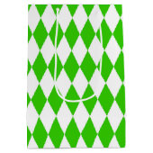 Groen Wit Harlequin Diamonds Checkers Design Medium Cadeauzakje (Achterkant)