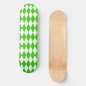 Groen Wit Harlequin Diamonds Checkers Design Persoonlijk Skateboard (Voorkant)