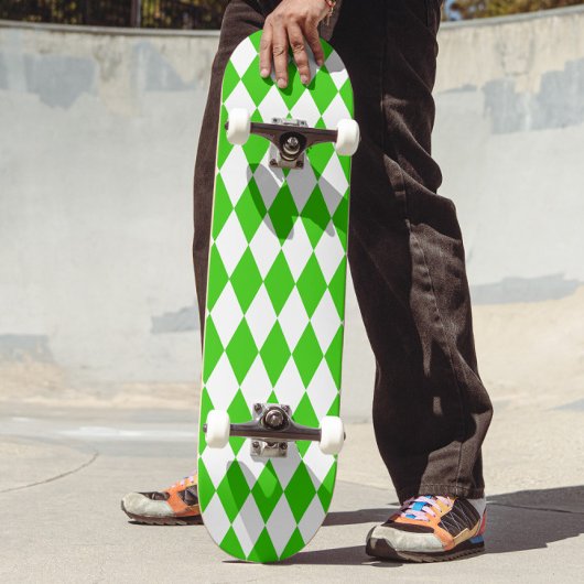 Groen Wit Harlequin Diamonds Checkers Design Persoonlijk Skateboard