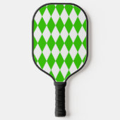Groen Wit Harlequin Diamonds Checkers Design Pickleball Paddle (Voorkant)