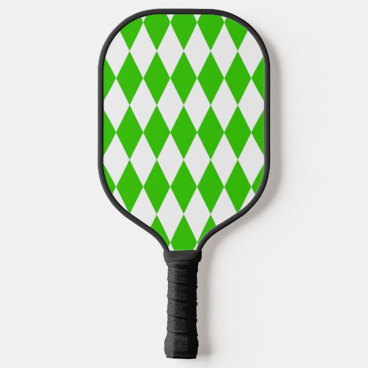 Groen Wit Harlequin Diamonds Checkers Design Pickleball Paddle (Achterkant)