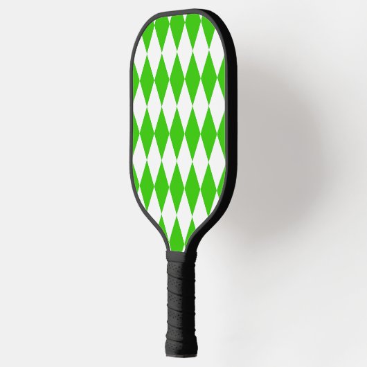 Groen Wit Harlequin Diamonds Checkers Design Pickleball Paddle (Links)