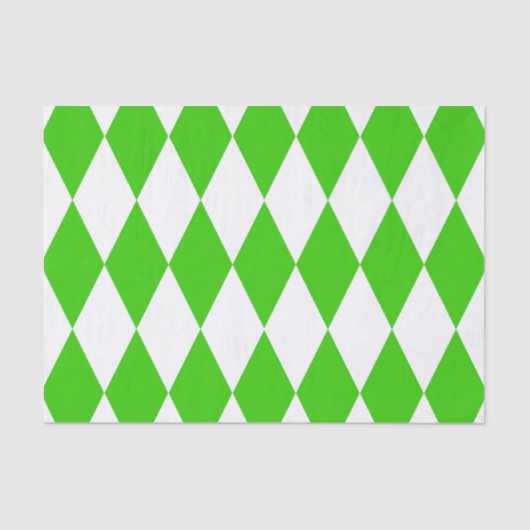 Groen Wit Harlequin Diamonds Checkers Design Tissuepapier (Voorkant)