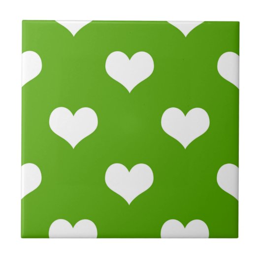 Groen Wit Hartjes Design Tegeltje (Voorkant)