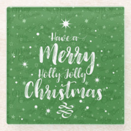 GROEN & WIT HEBBEN EEN VROLIJK KERSTMIS GEZEGDE GLAZEN ONDERZETTER